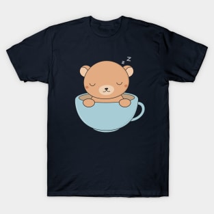 Kawaii Cute Brown Bear Loves Coffee T-Shirt